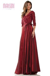 Marsoni by Colors -M317 Off Shoulder Dress With Sequin Bodice