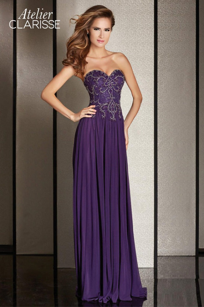 Clarisse -M6229 Embellished Column Evening Dress