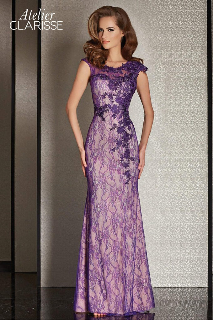 Clarisse -M6236 Lace Applique Evening Dress