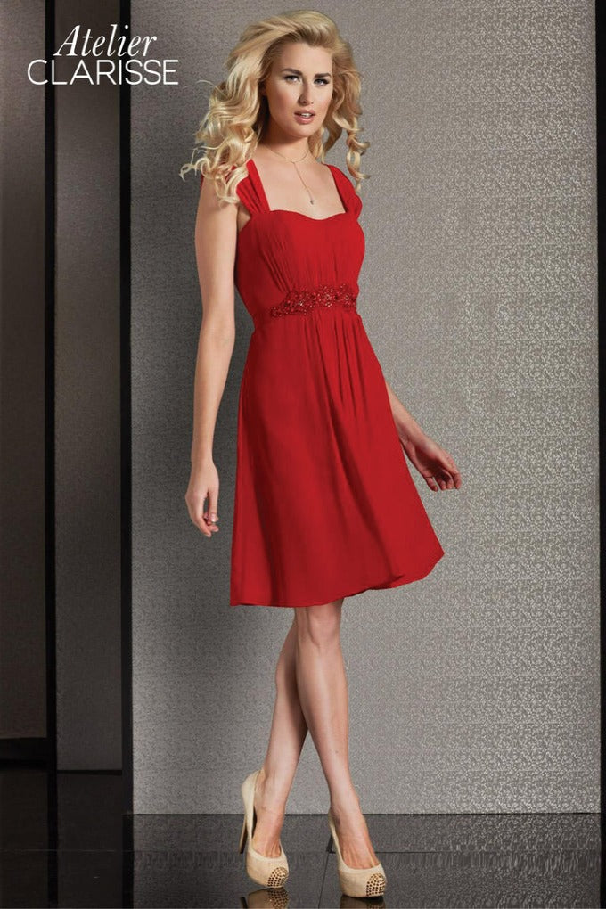 Clarisse -M6261 Ruched A-Line Short Dress