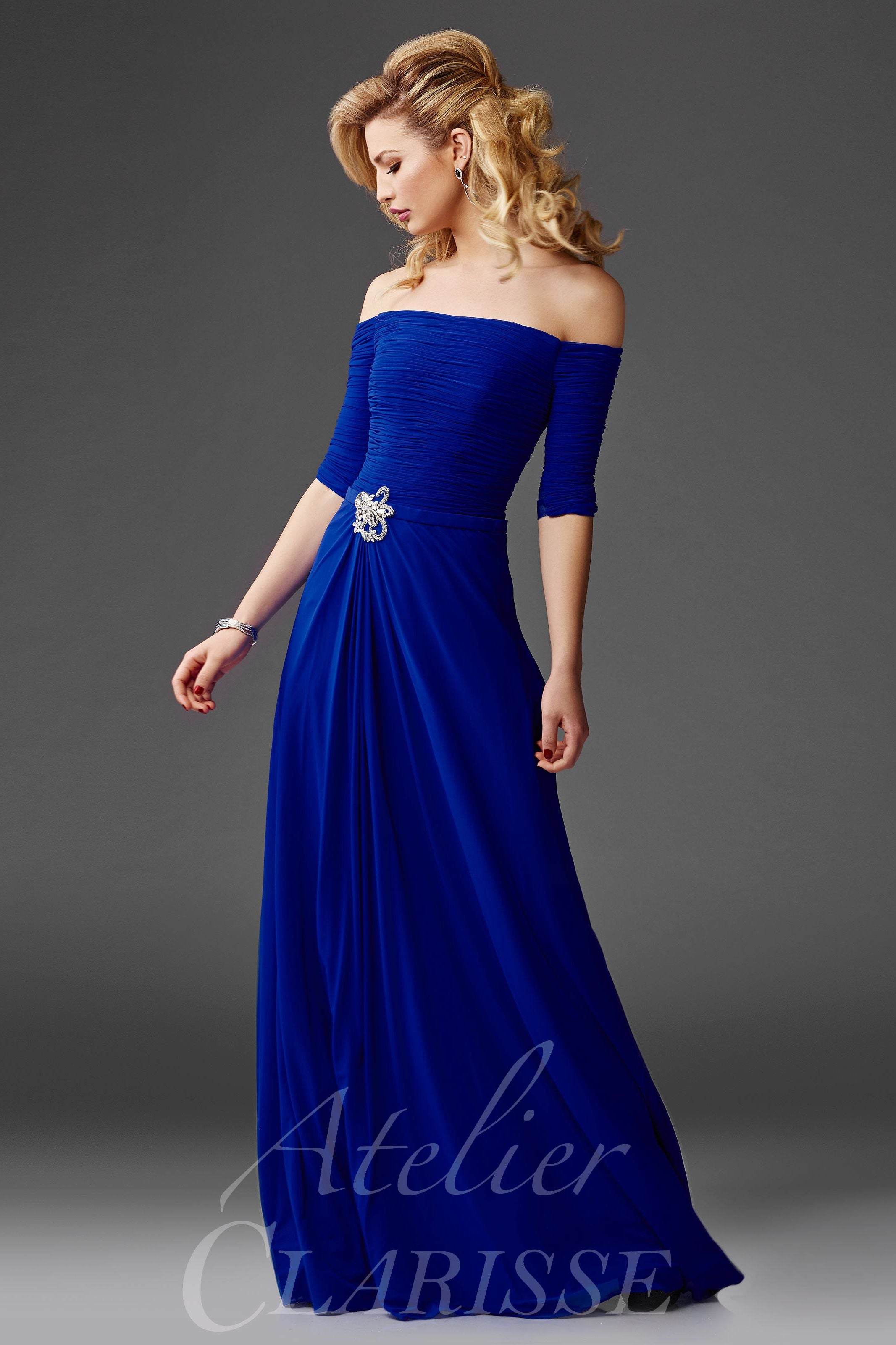 Clarisse -M6404 Off Shoulder Pleated Prom Dress