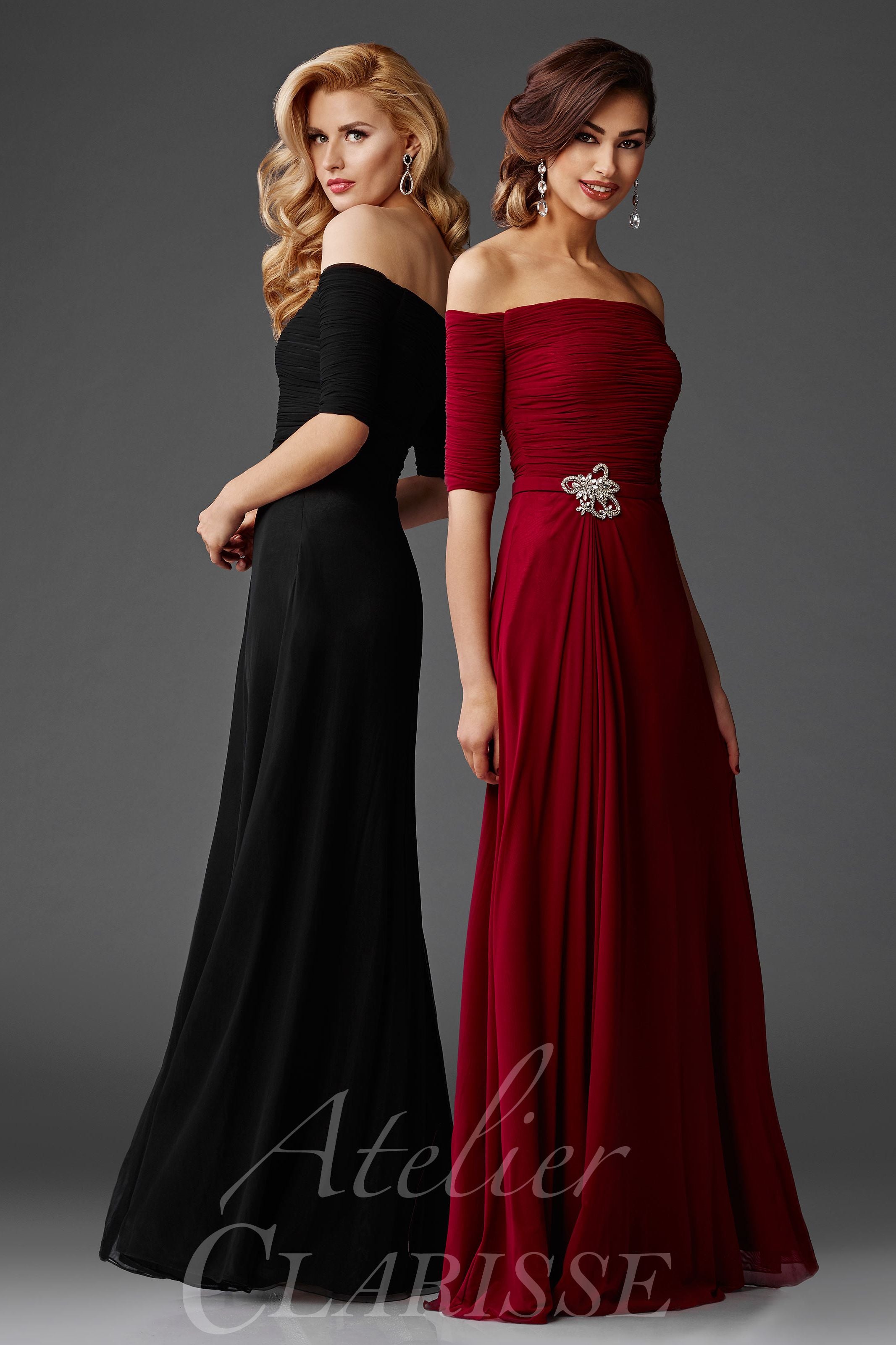 Clarisse -M6404 Off Shoulder Pleated Prom Dress