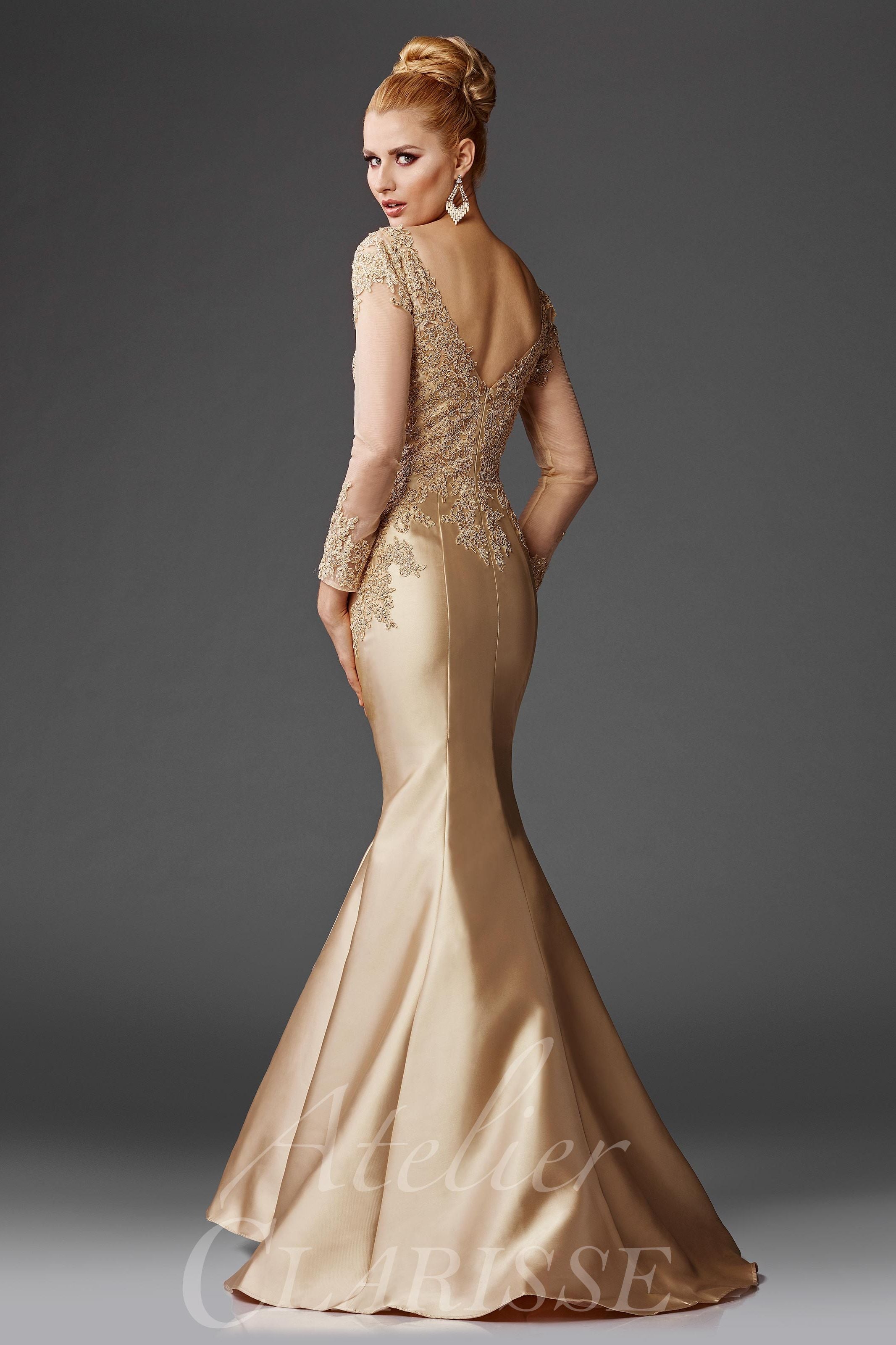 Clarisse -M6436 Lace Applique Trumpet Prom Dress