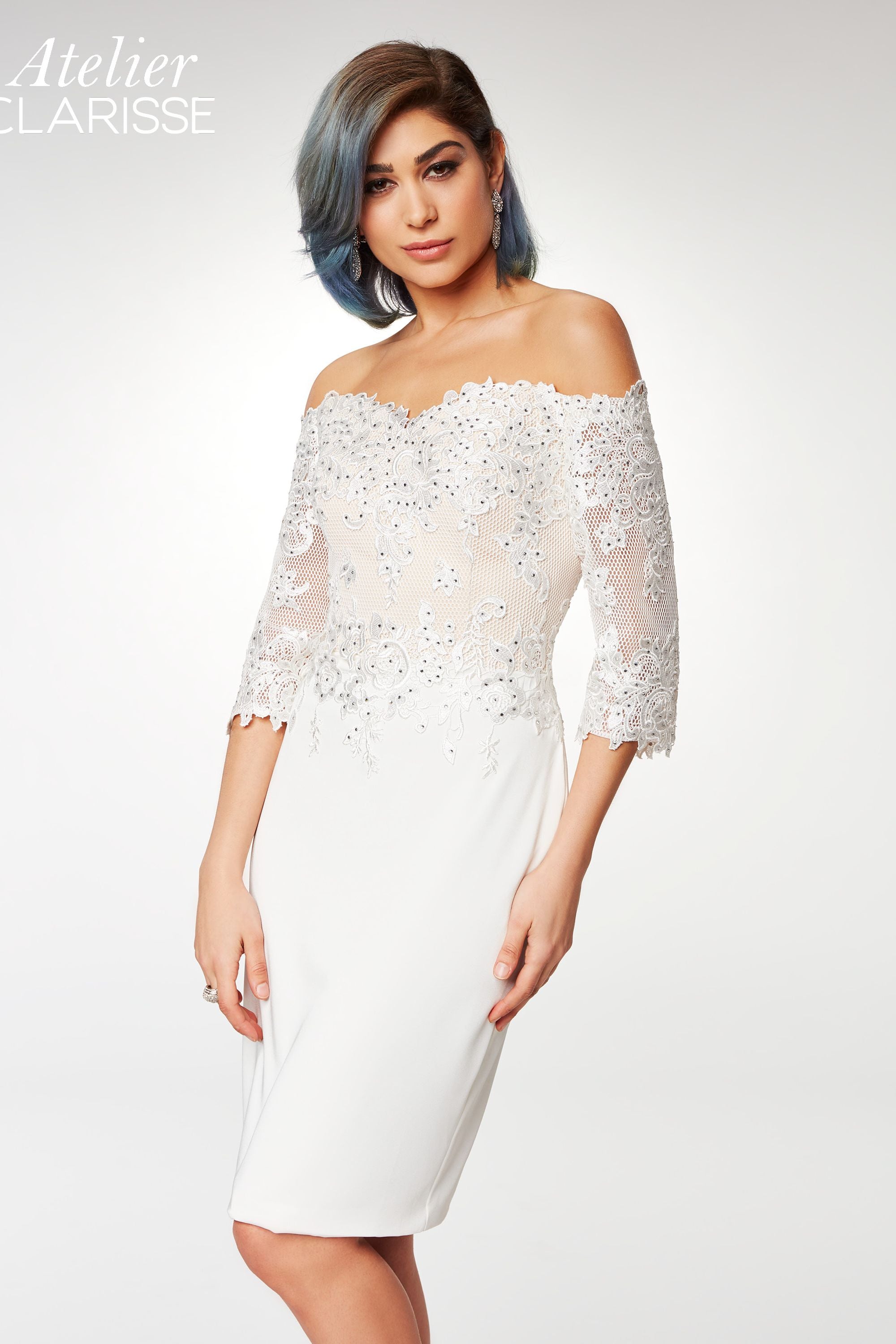 Clarisse -M6566 Off Shoulder Lace Cocktail Dress