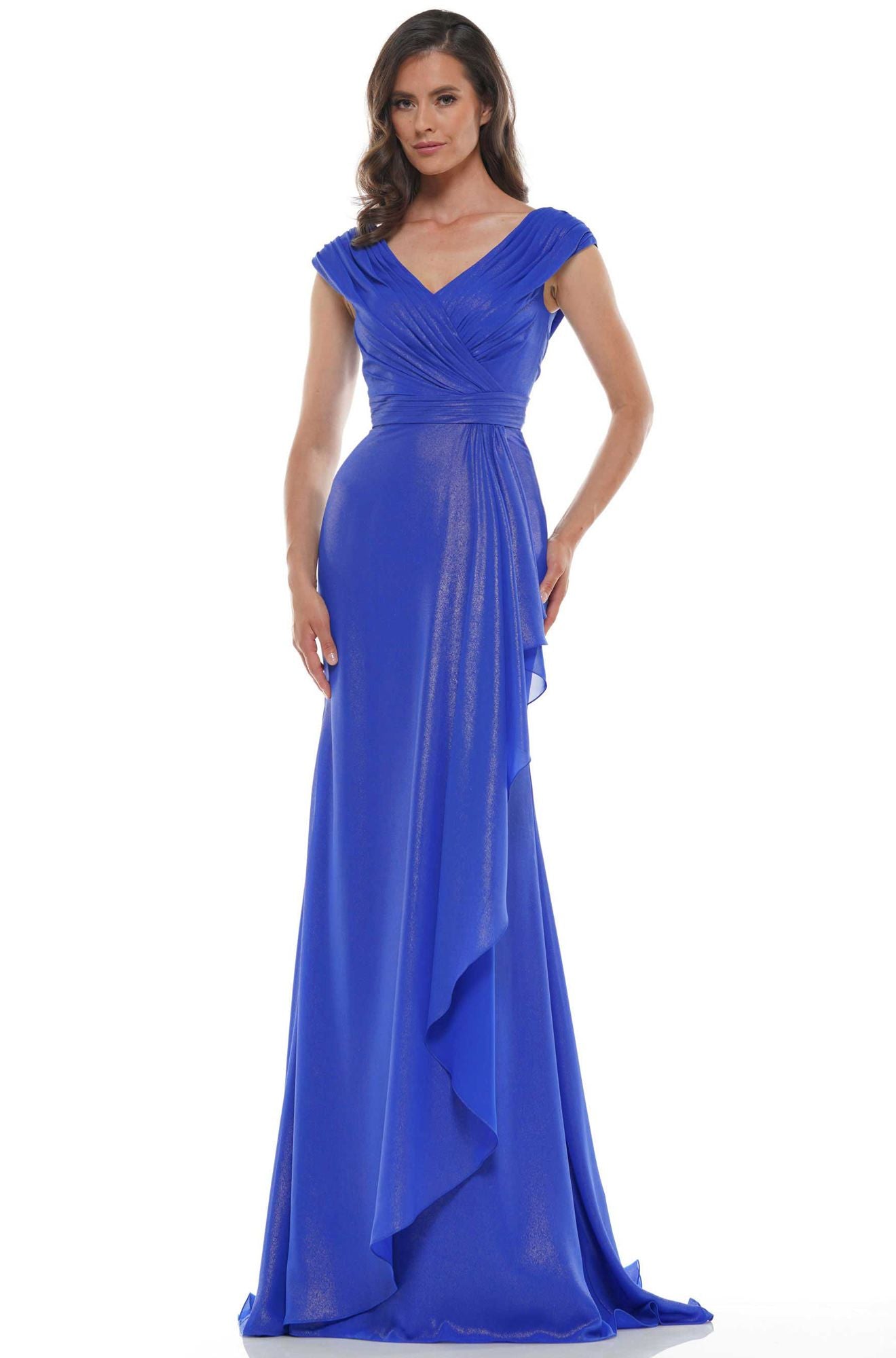 Marsoni by Colors -MV1073 Chiffon Column Dress With Pleated Bodice