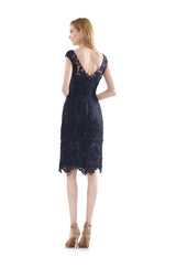 Marsoni by Colors -MV1103 Fitted Lace Dress With Boat Neck
