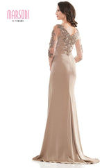 Marsoni by Colors -MV1146 Shirring Dress With Beaded Applique