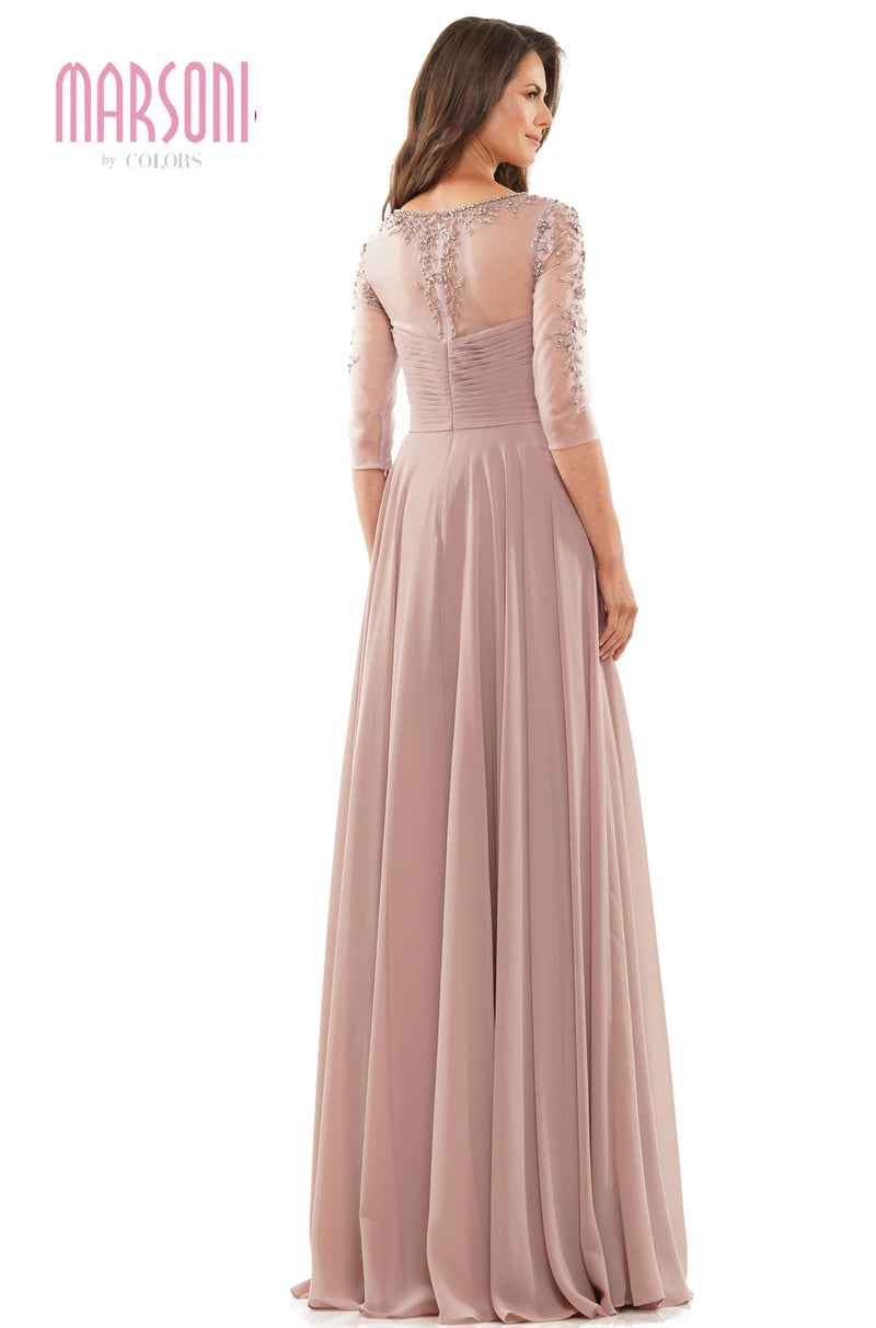 Marsoni by Colors -MV1171 A Line Dress With Beaded On Nec