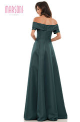 Marsoni by Colors -MV1176 Satin A Line Dress With Off Shoulder