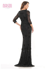 Marsoni by Colors -MV1196 Floral Applique Dress With V Neck