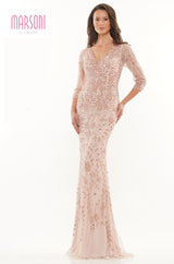 Marsoni by Colors -MV1197 Fit and Flare Dress With V Neck