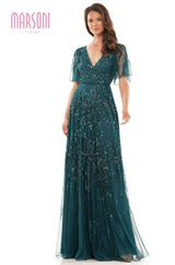 Marsoni by Colors -MV1217 A Line Dress With Deep Neckline