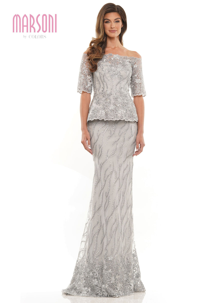Marsoni by Colors -MV1222 Trumpet Dress With Beaded Lace