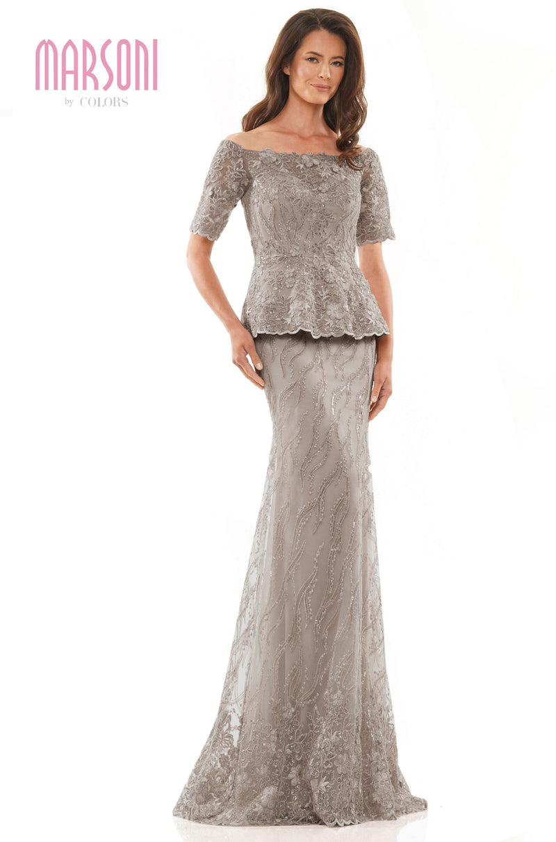 Marsoni by Colors -MV1222 Trumpet Dress With Beaded Lace