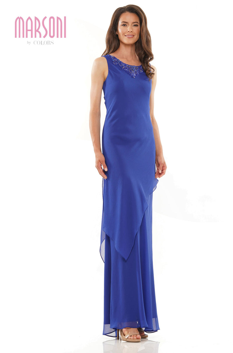 Marsoni by Colors -MV1230 Two Piece Dress With Beaded Neck