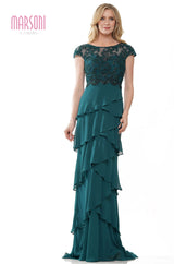 Marsoni by Colors -MV1243 Ruffle Dress With Beaded Bodice