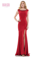 Marsoni by Colors -MV1247 Fit And Flare Dress With Beaded Neckline