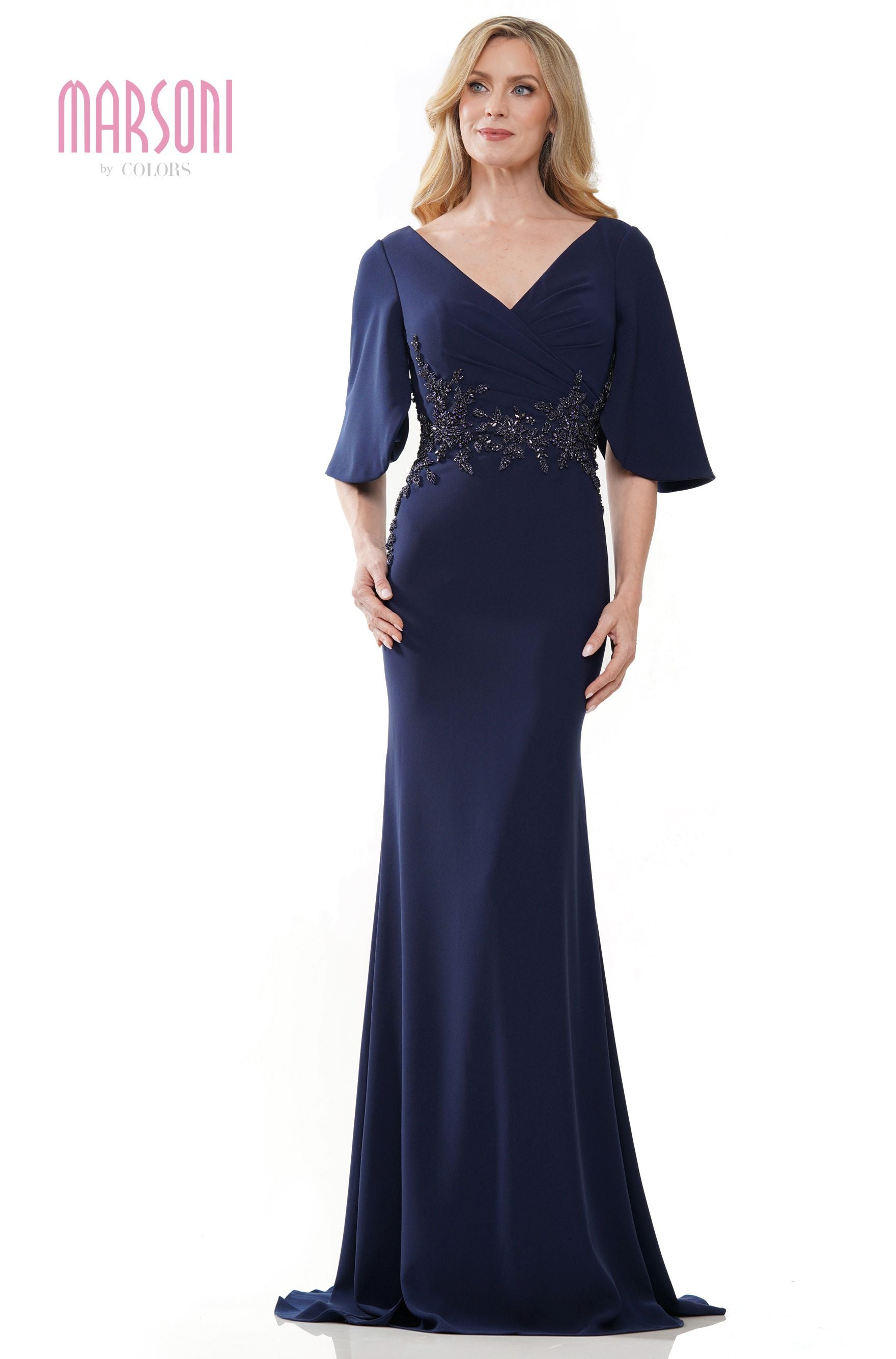 Marsoni by Colors -MV1248 Sheath Dress With Beaded On Waist