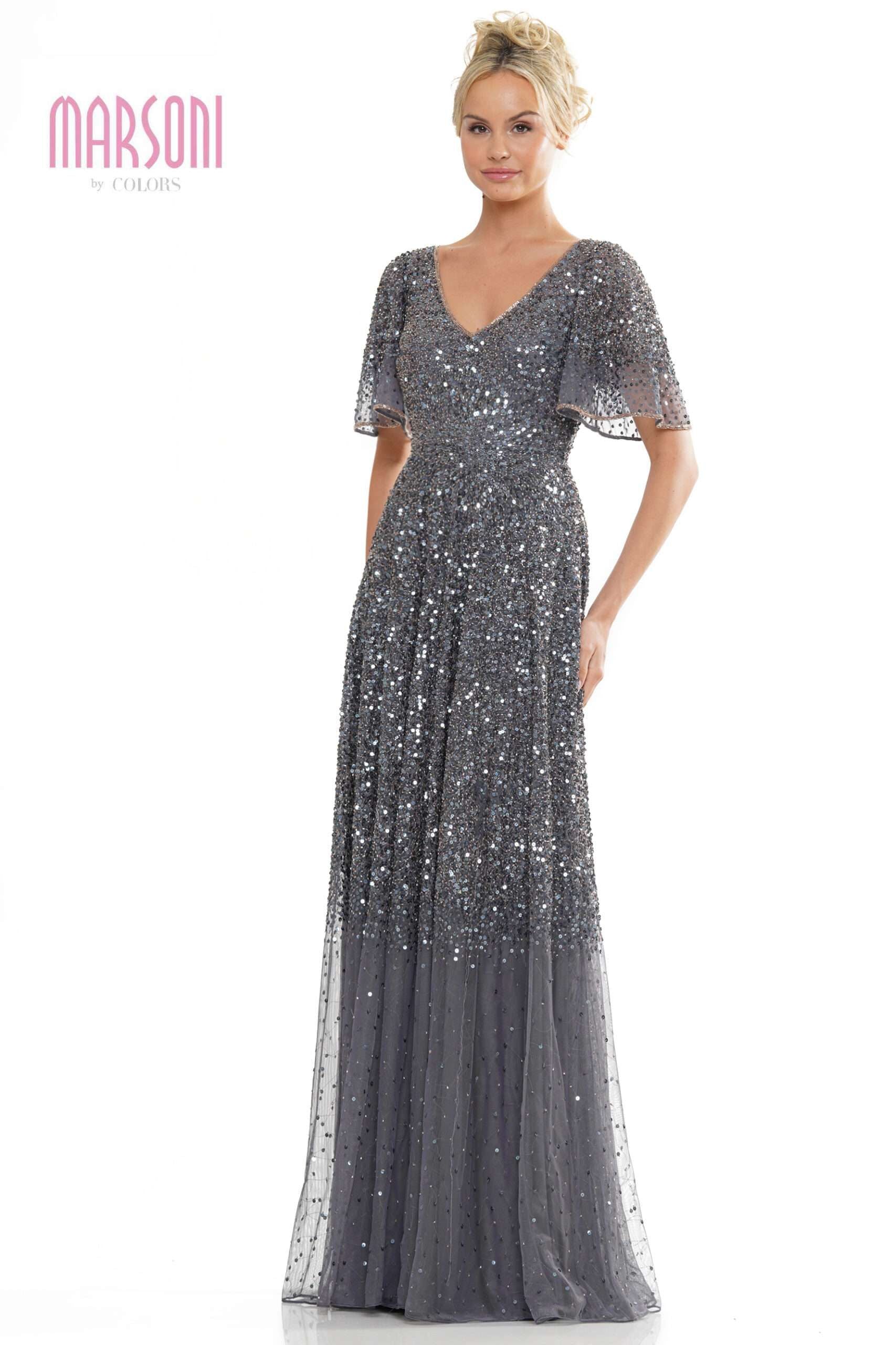 Marsoni by Colors -MV1259 Sequin Circular A-Line Dress