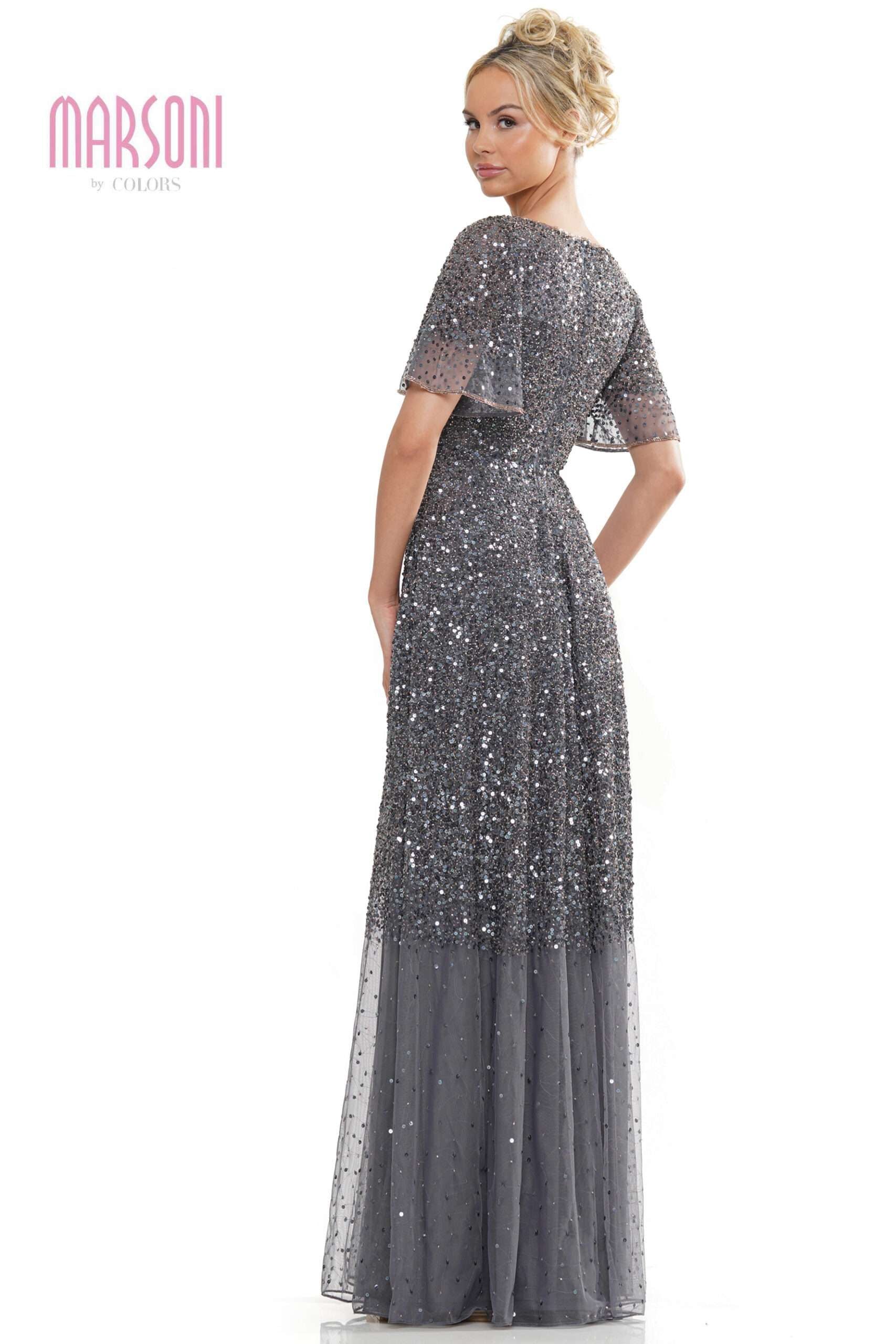 Clearance Sale Marsoni by Colors -MV1259 Sequin Circular A-Line Dress