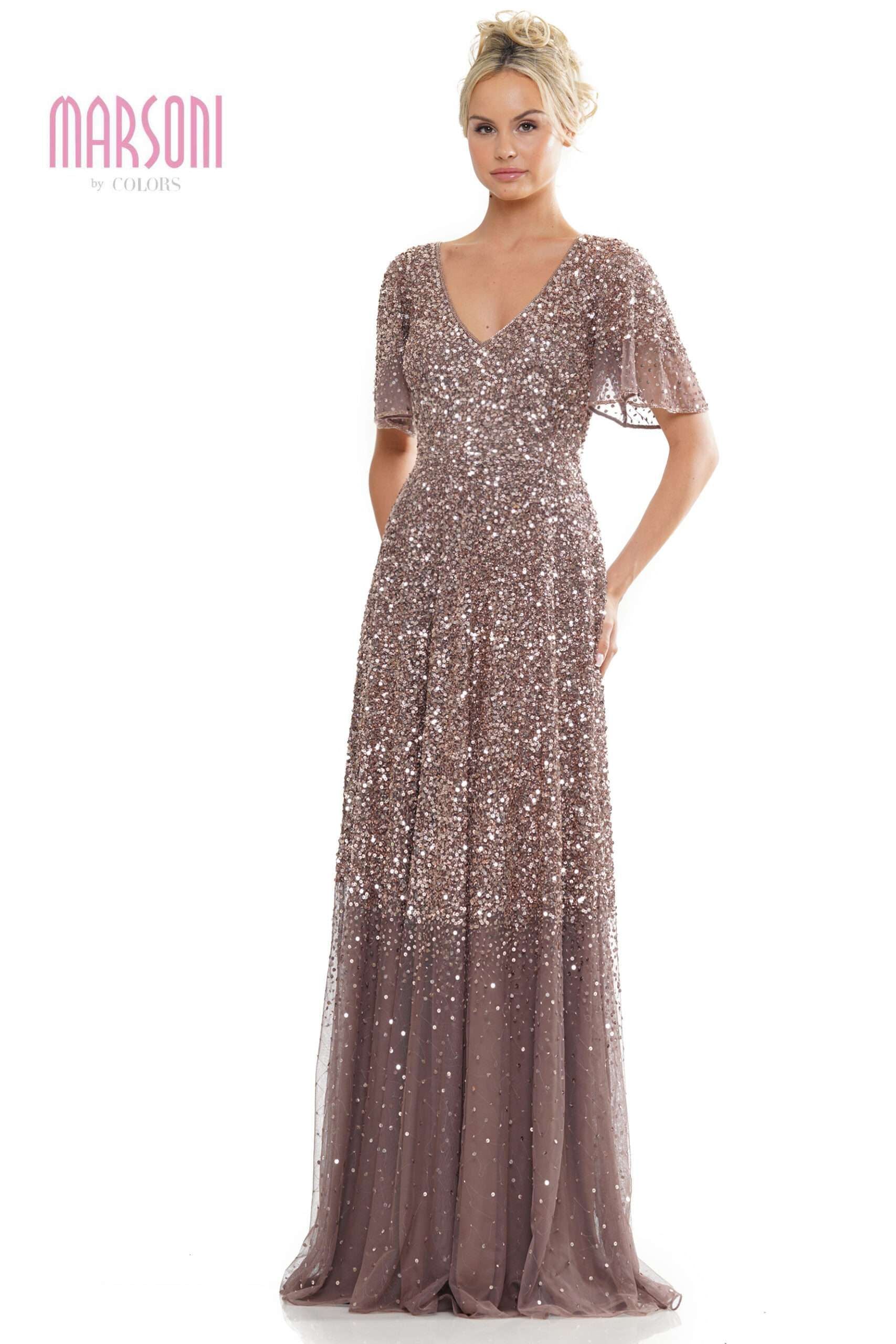 Marsoni by Colors -MV1259 Sequin Circular A-Line Dress