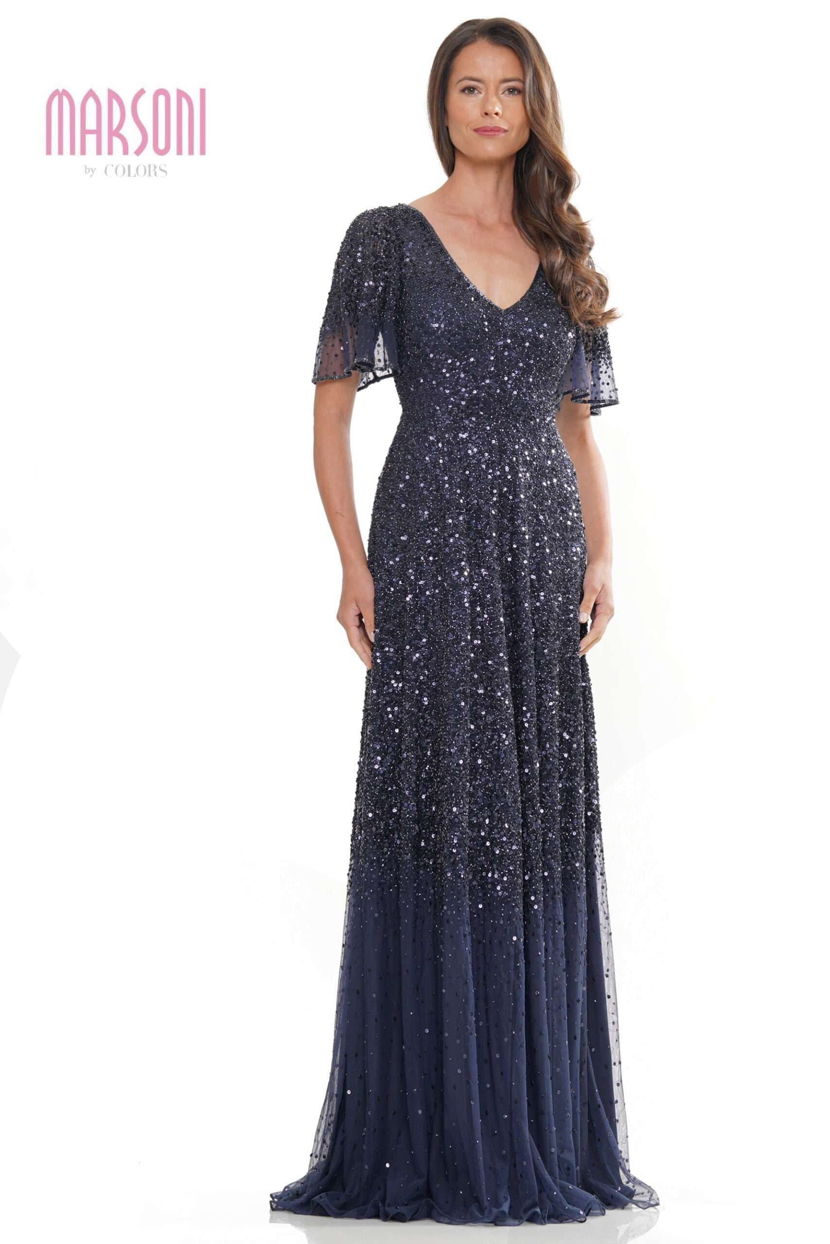 Marsoni by Colors -MV1259 Sequin Circular A-Line Dress