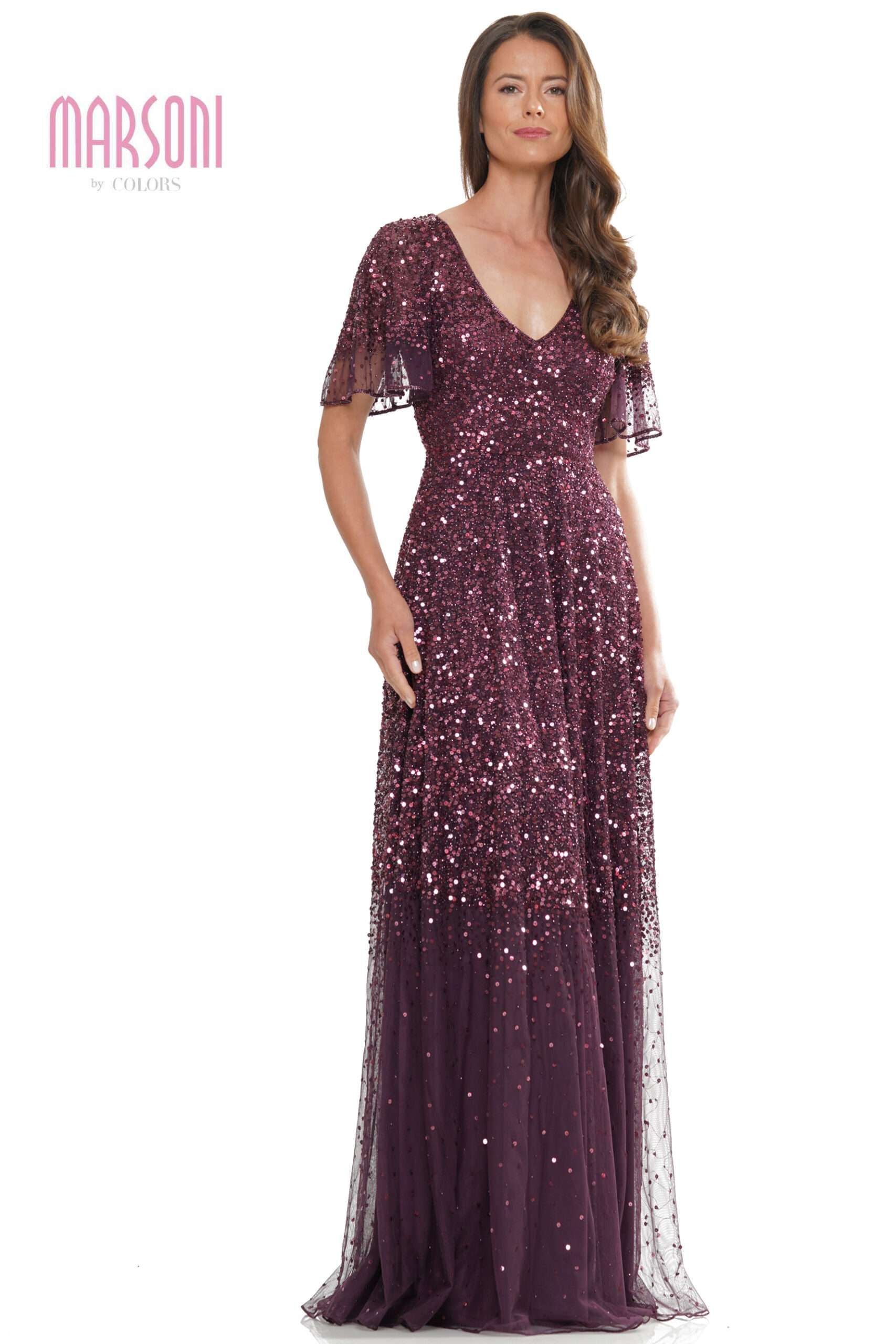 Marsoni by Colors -MV1259 Sequin Circular A-Line Dress