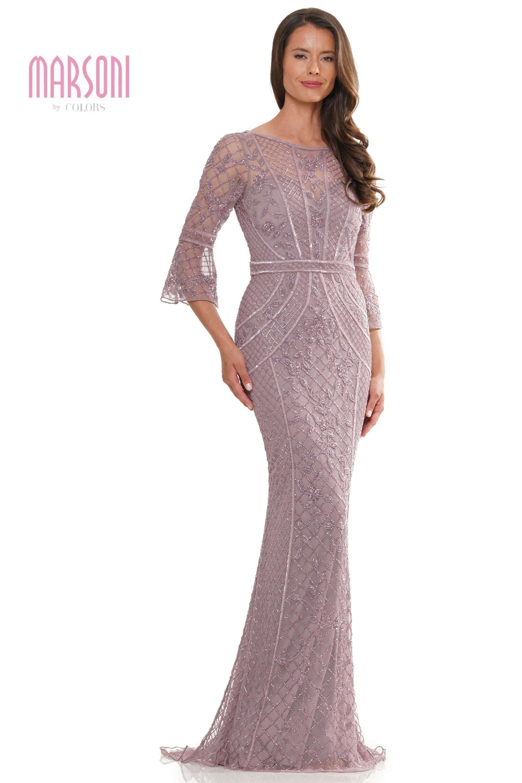 Marsoni by Colors -MV1263 Corset Sequin Circular Trumpet Dress