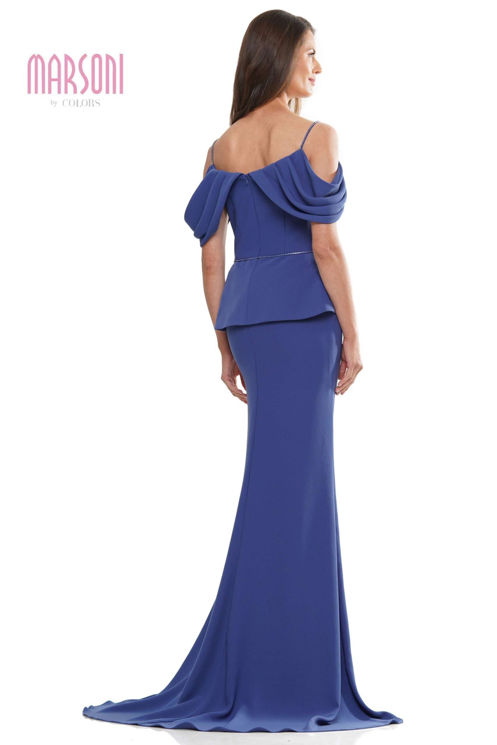 Marsoni by Colors -MV1271 Pleated Off-Shoulder Trumpet Dress