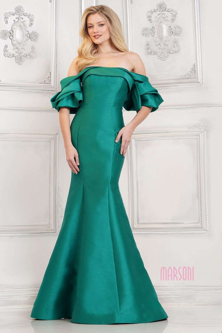 Marsoni by Colors -MV1290 Off Shoulder Satin Mermaid Dress