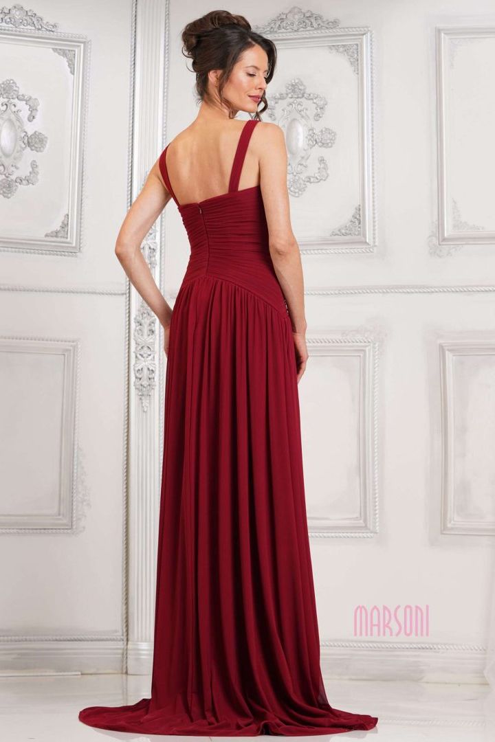 Marsoni by Colors -MV1316 Sweetheart Neck Ruched Bodice A-Line Dress