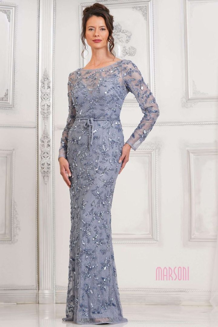 Marsoni by Colors -MV1321 Beaded Applique Embellished Sheath Dress