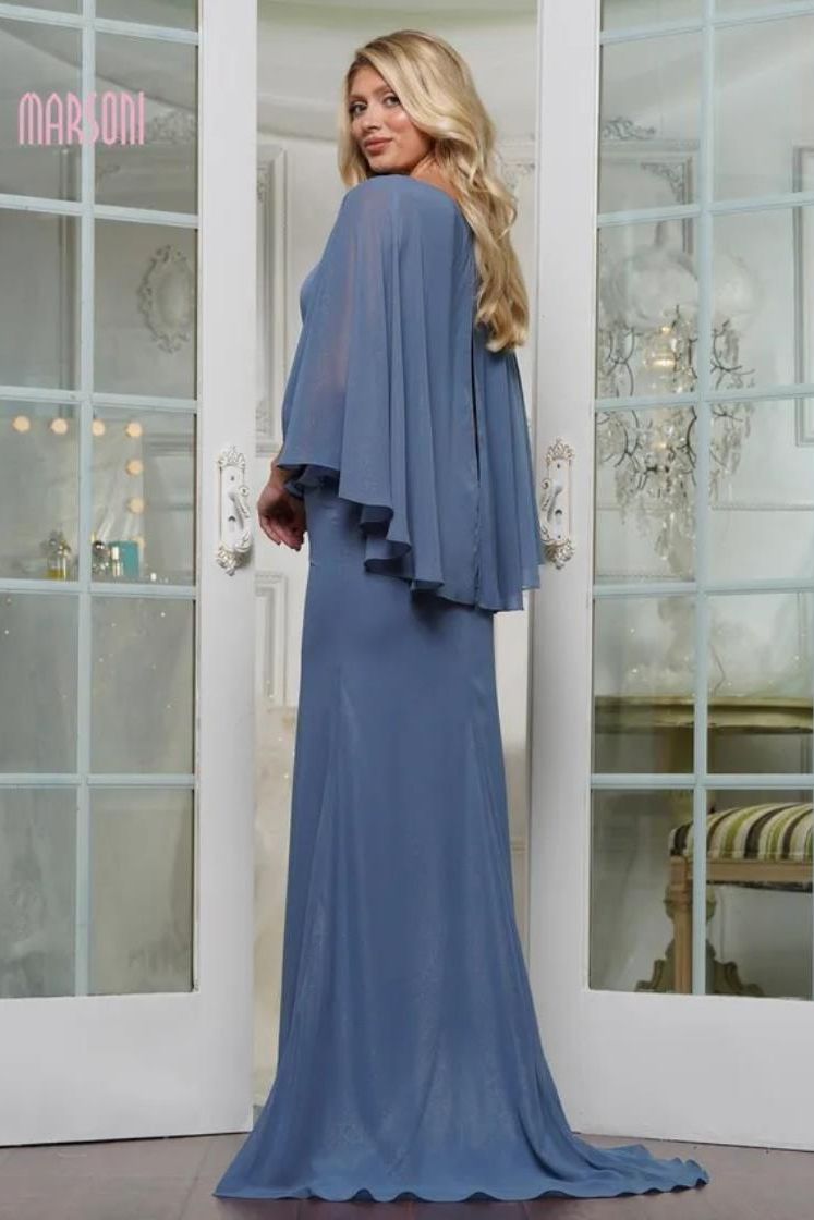 Colors Dress -MV1338 Jewel neck Cape Chiffon Evening gown