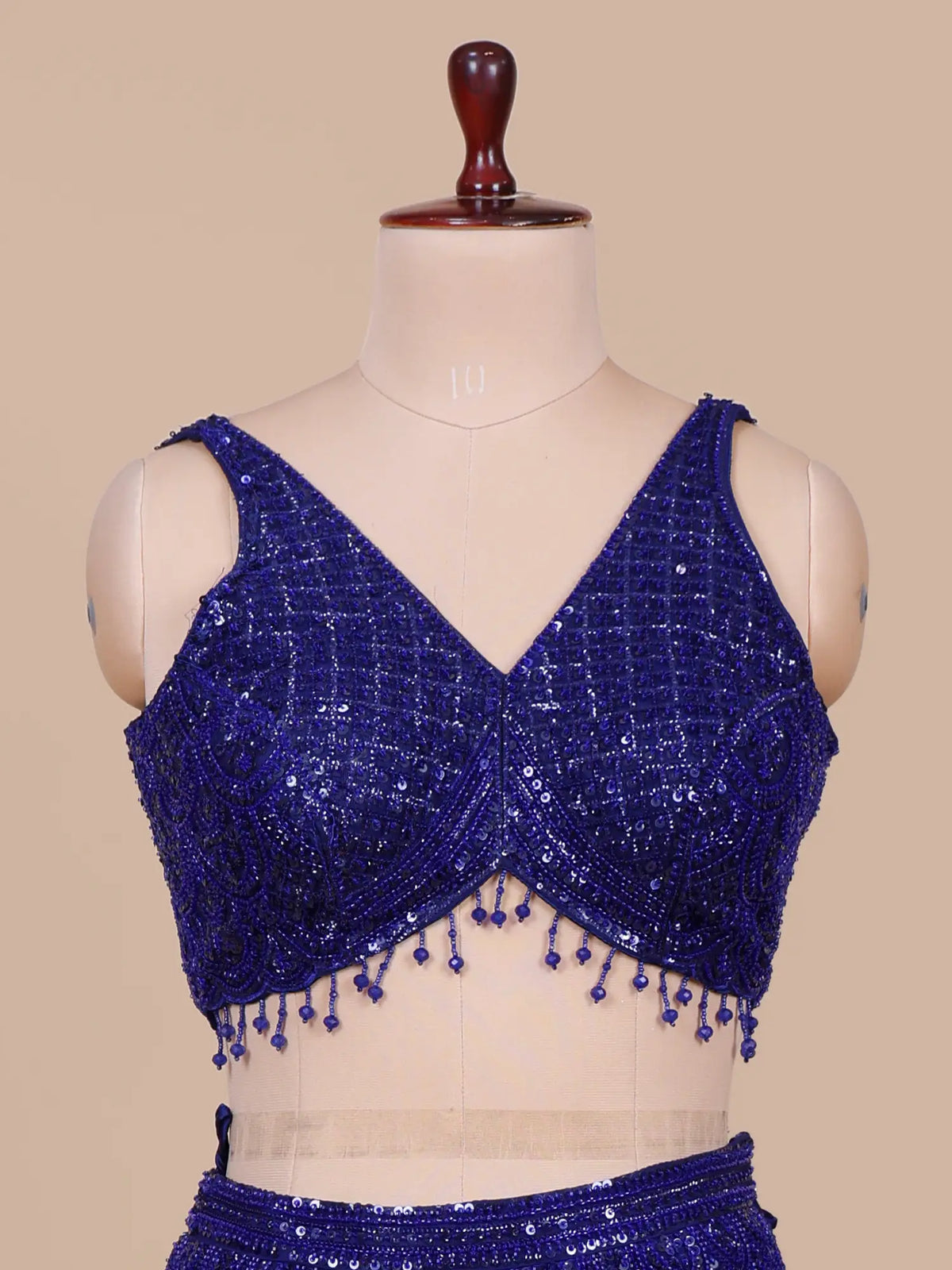 MyFashion KLS-2750 Royal Blue Net Fishcut Lehenga Sequins Beads Work