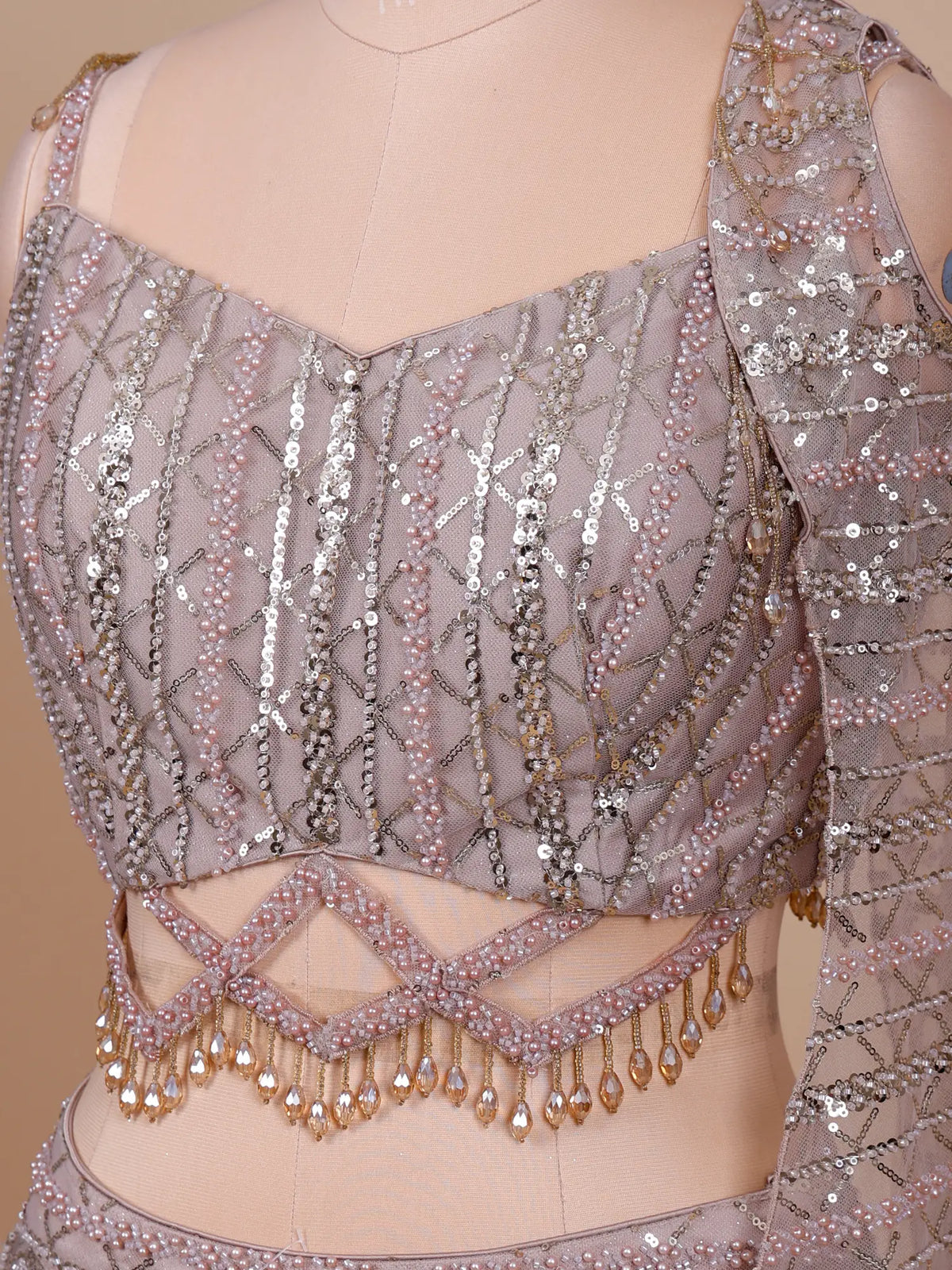 MyFashion -KLS-2811 Onion Pink Fish Cut Lehenga with Beads Work for Wedding Wear