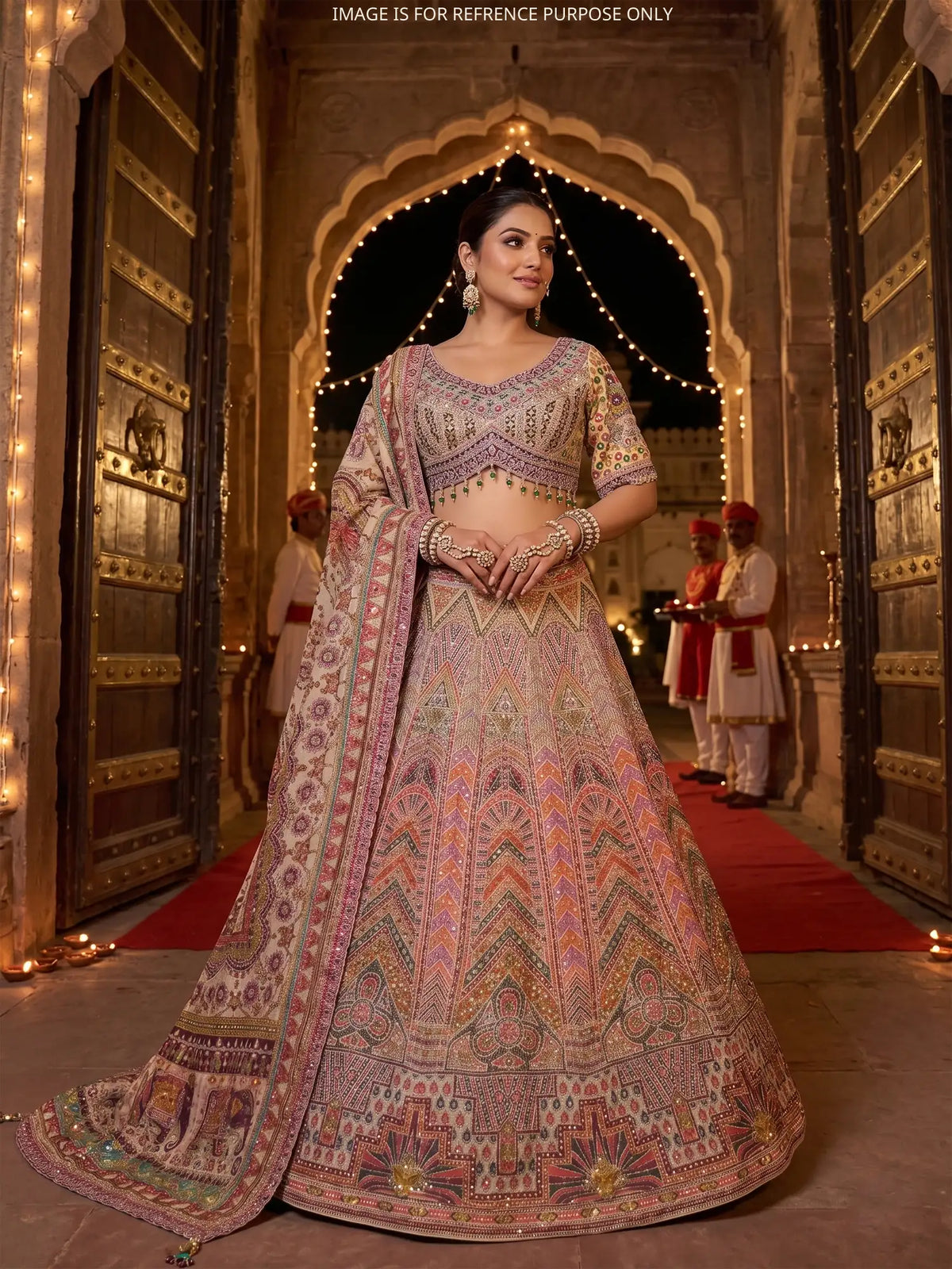 MyFashion KLS-2772 Multi Color Silk Lehenga With Mirror Work