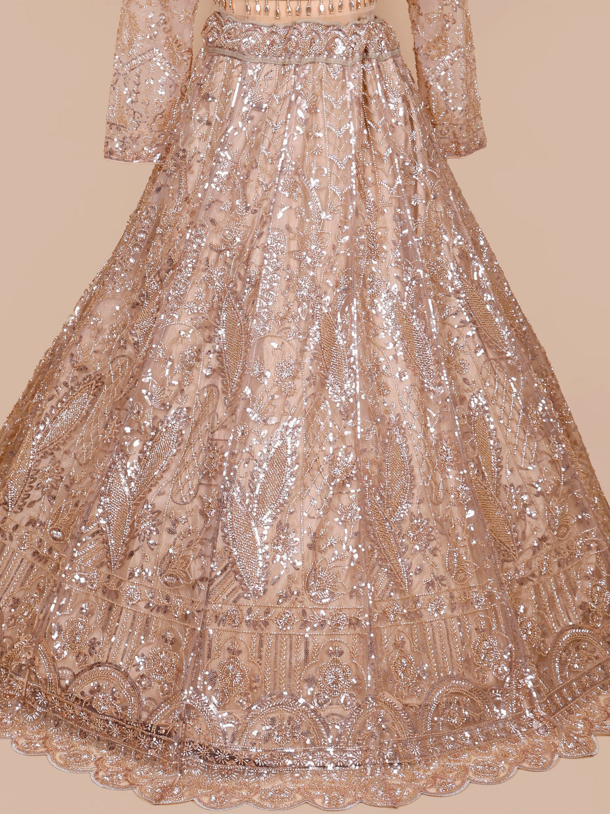 MyFashion KLS-2388 Majesty Net Lehenga in Gold with Sparkling Beads