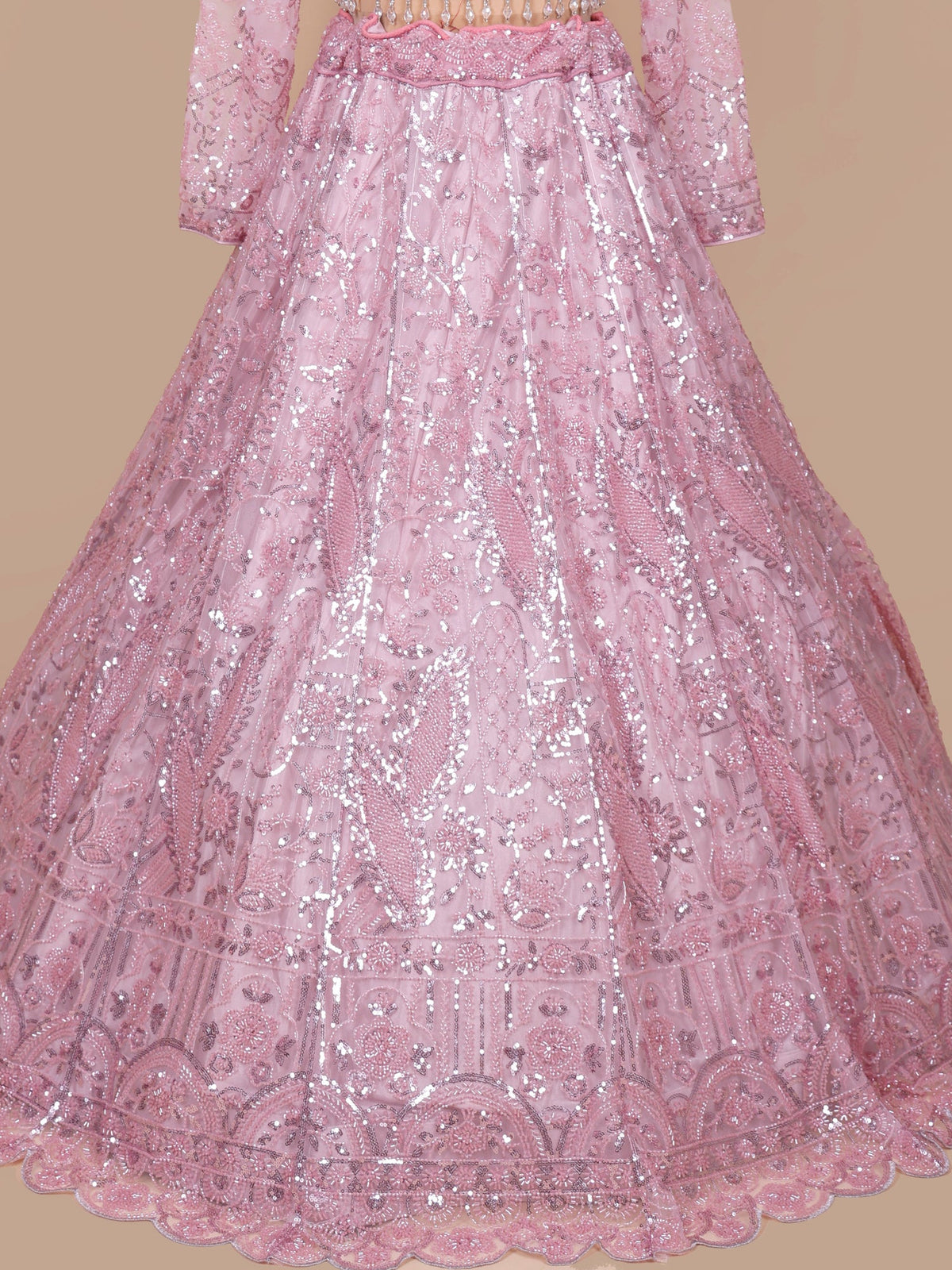 MyFashion KLS-2391 Pink Net Lehenga with Sparkling Sequins & Beads