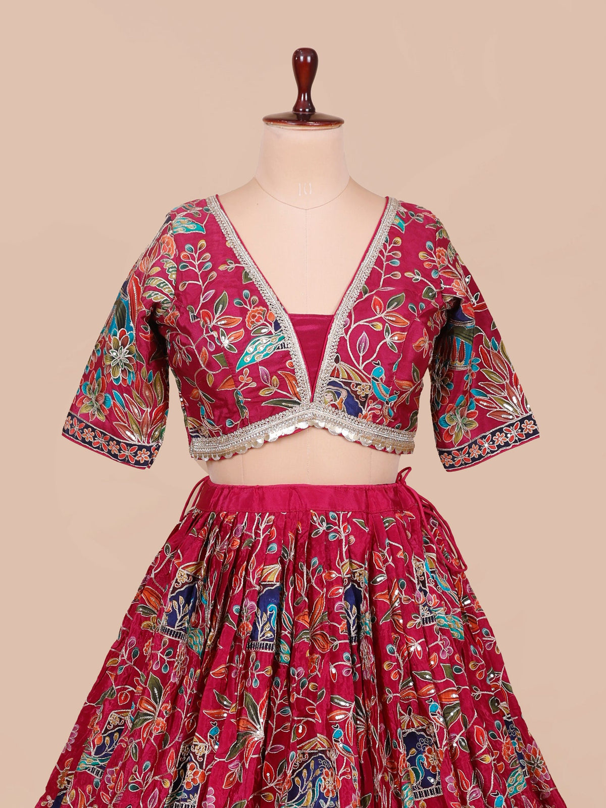 MyFashion KLS-2420 Pink Mirage Crepe Silk Lehenga Featuring Intricate Kashmiri Gota