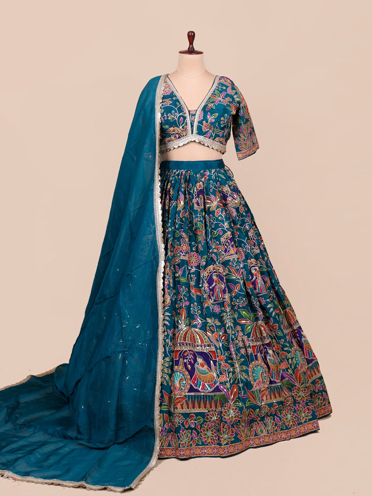 MyFashion KLS-2421 Rama Blue Noor-e-Kashmir Lehenga