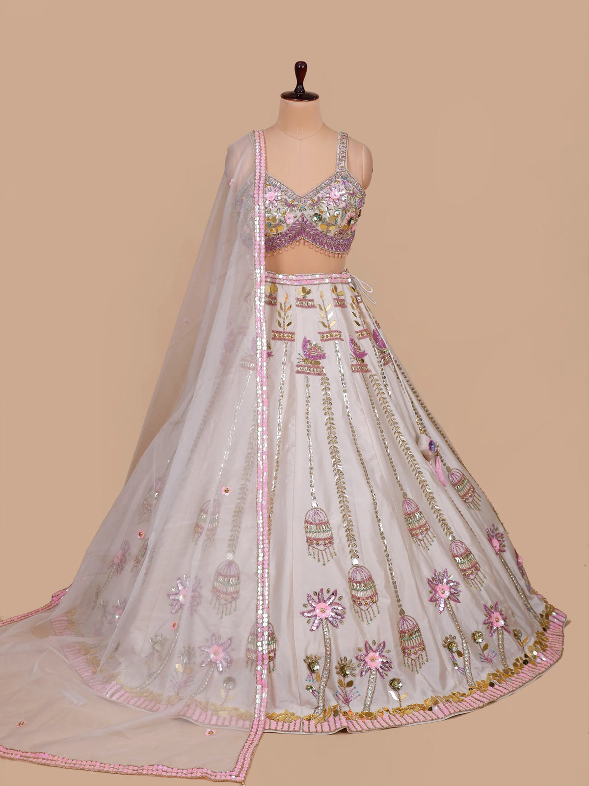 MyFashion KLS-2696 Off White Raw Silk Nazmira Aplique lehenga