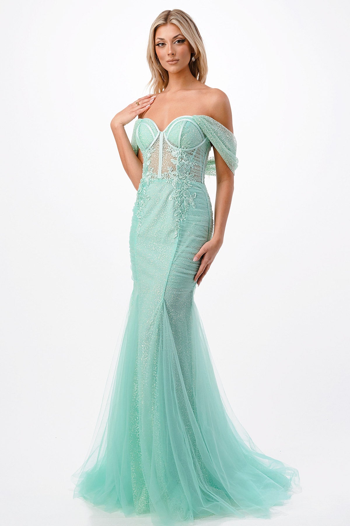 Clearance Sale Aspeed Design -P2100CL Off Shoulder Corset Mermaid Dress