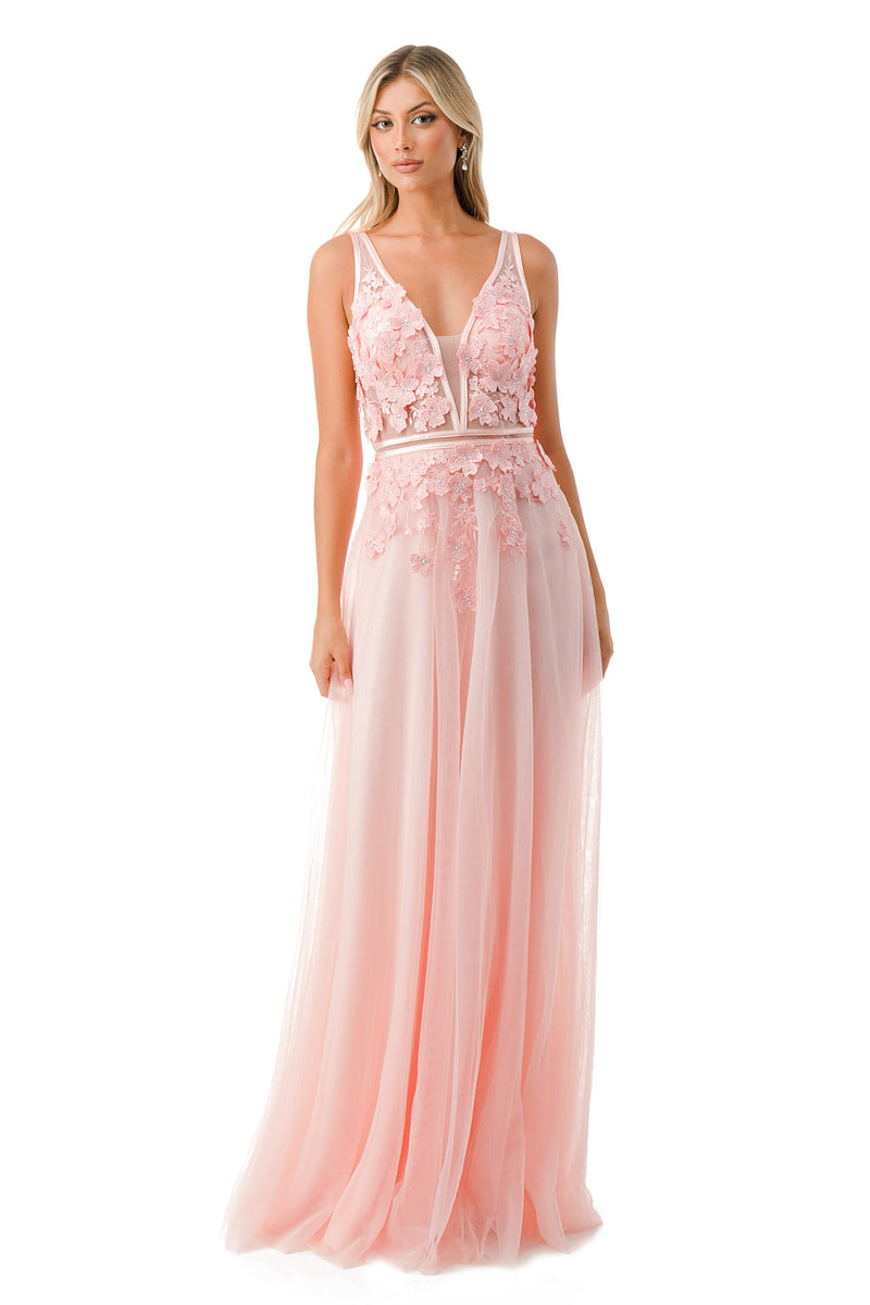 Aspeed Design -P2114  V Neck Floral A Line Dress