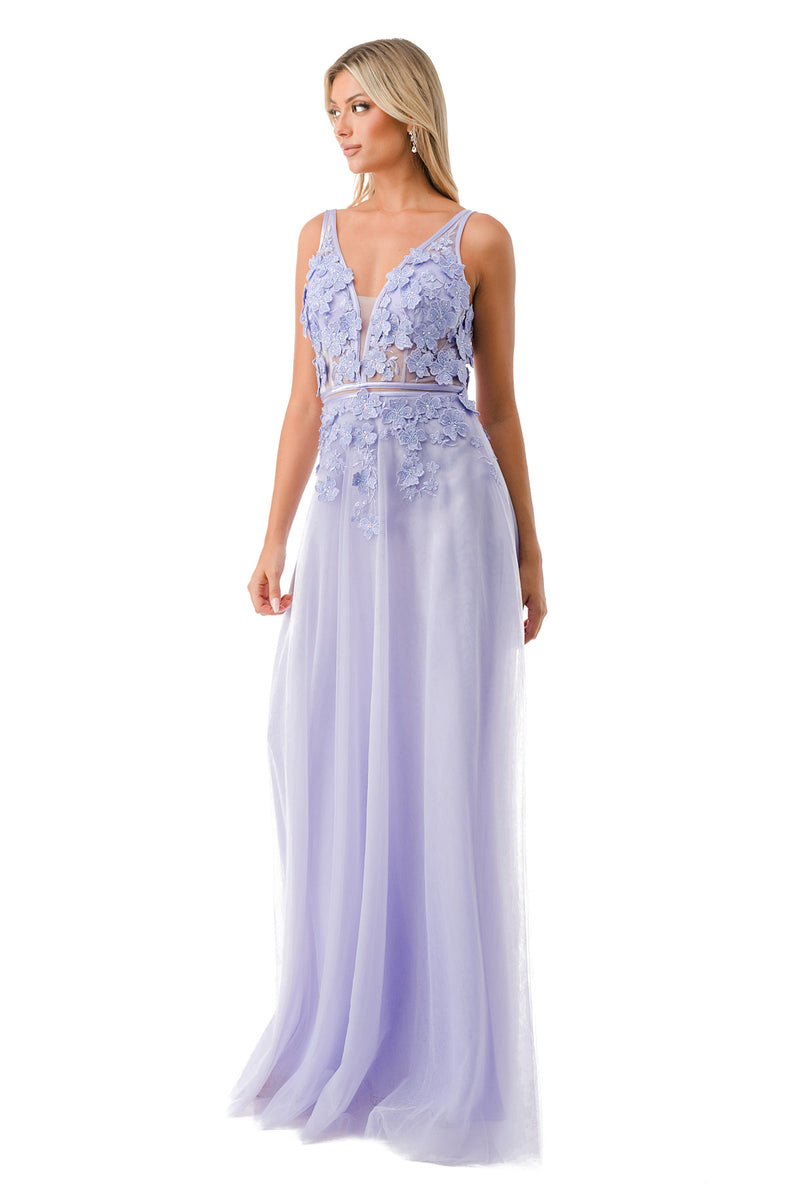 Aspeed Design -P2114  V Neck Floral A Line Dress