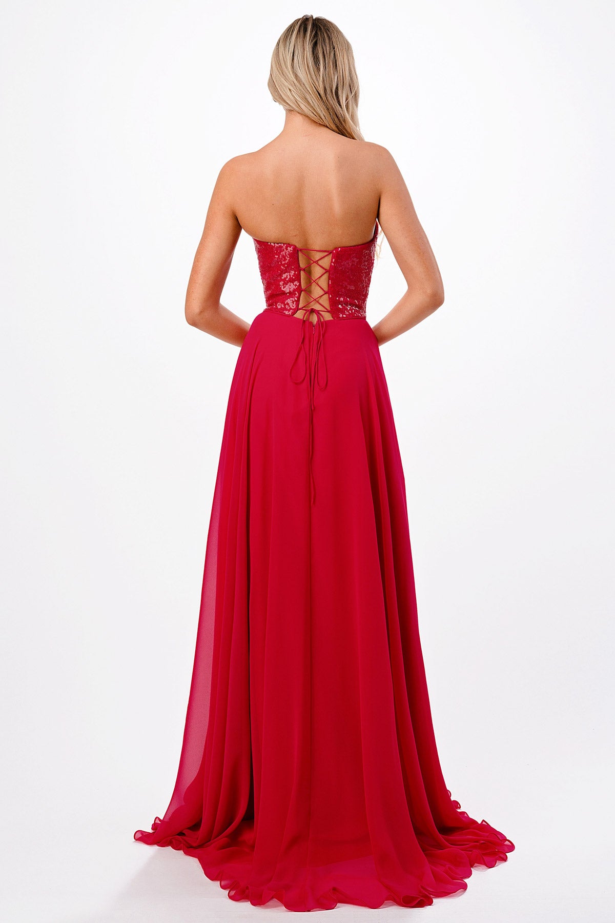 Aspeed Design -P2206 Sequin Strapless A Line Dress