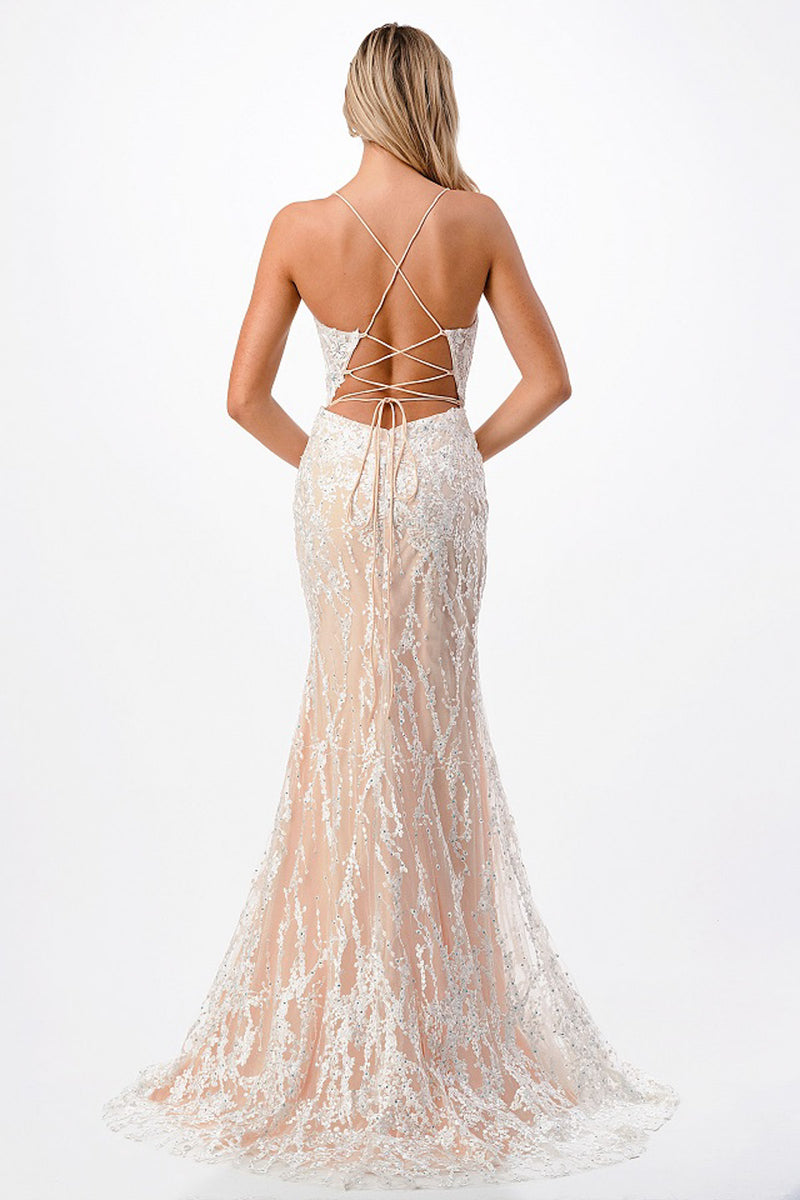 Aspeed Design -P2211 V Neck Fitted Mermaid Dress