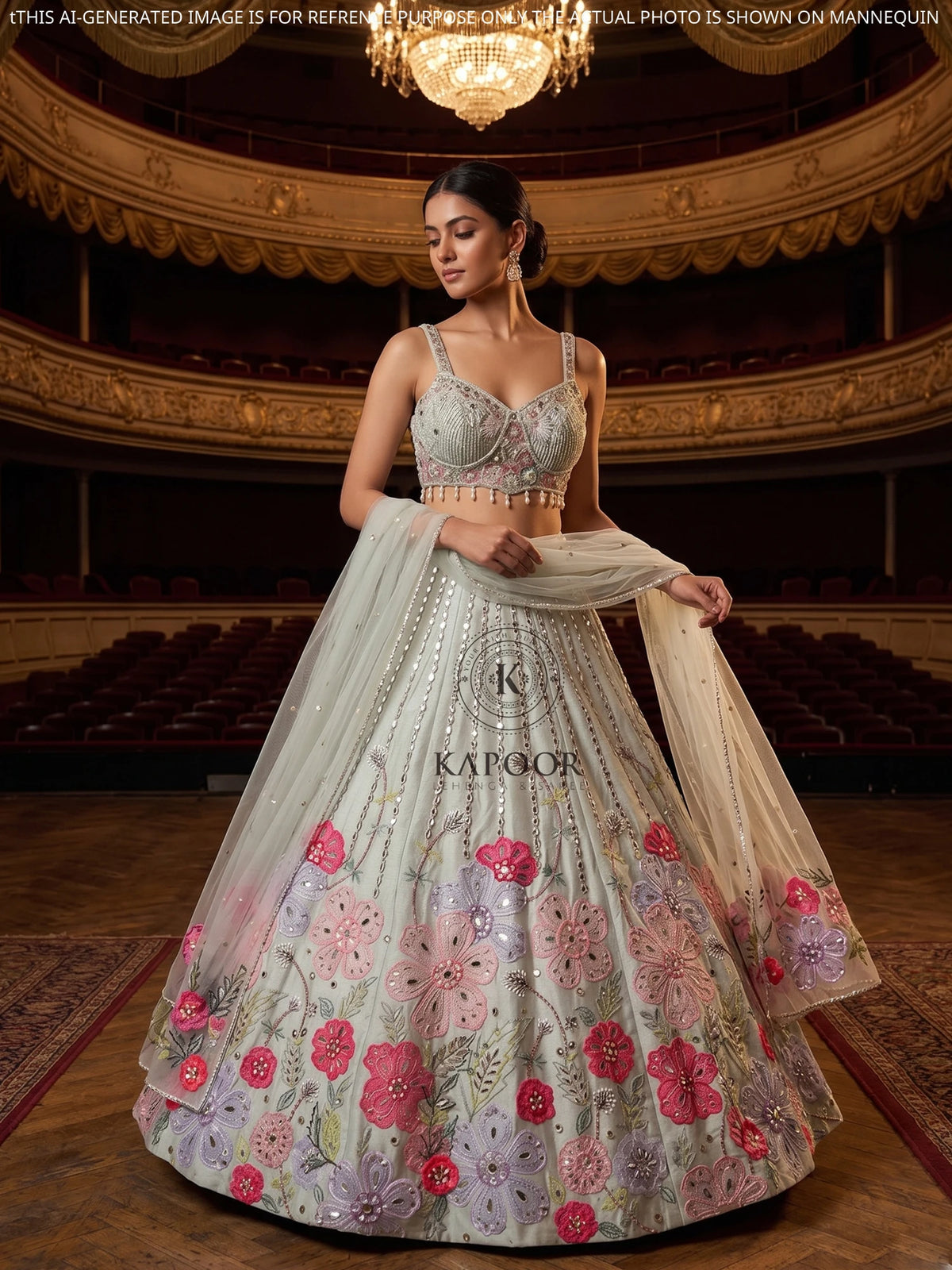 MyFashion KLS-2665 Parizaad Luxe Pearl Moti Mirror Pale Mint Silk Lehenga