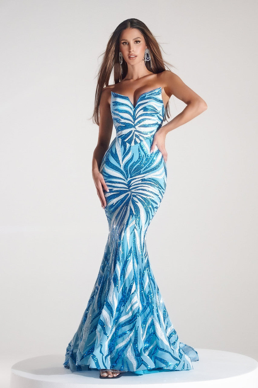Sequin V Neck Mermaid Dress By Portia And Scarlett -PS22538