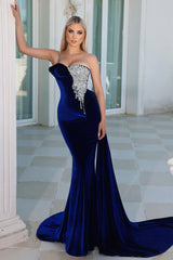 Rhinestone Velvet Sculpted Gown By Portia And Scarlett -PS22626