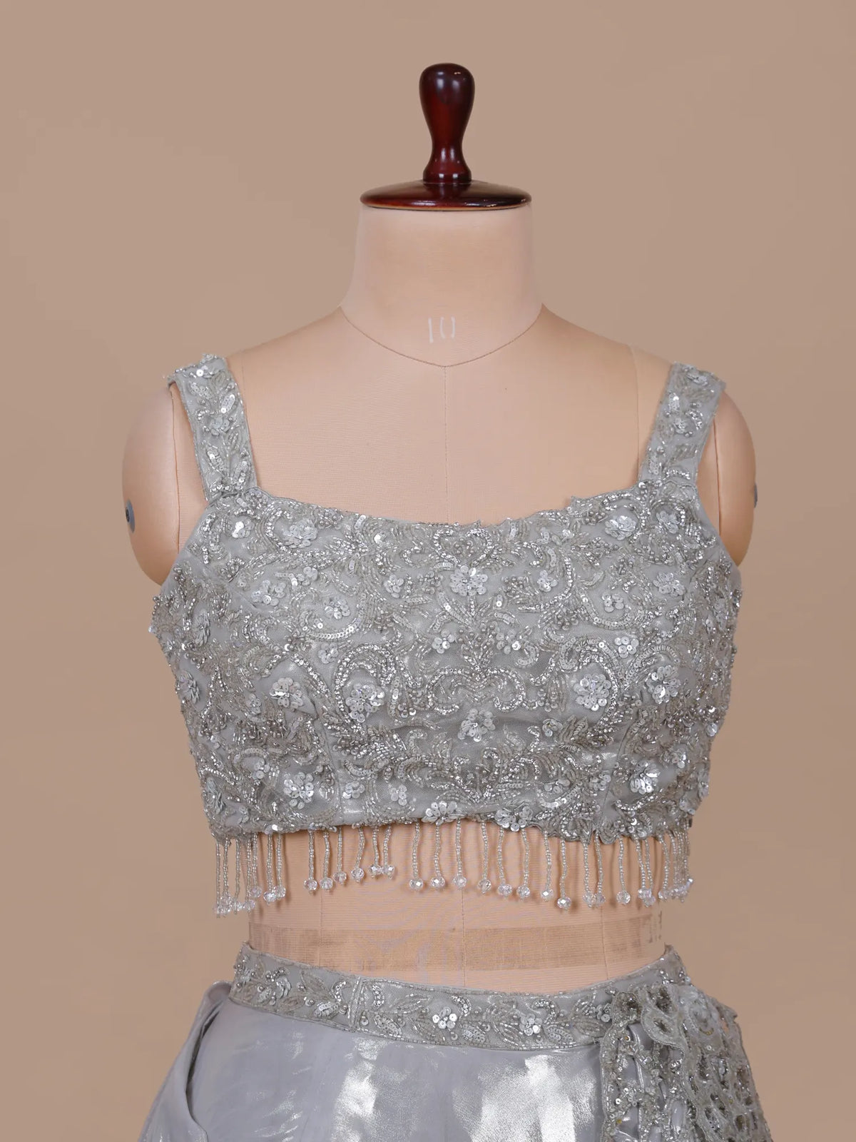MyFashion KLS-2747 Designer Silver Tissue Party Wear Lehenga Pearl Sequins Work